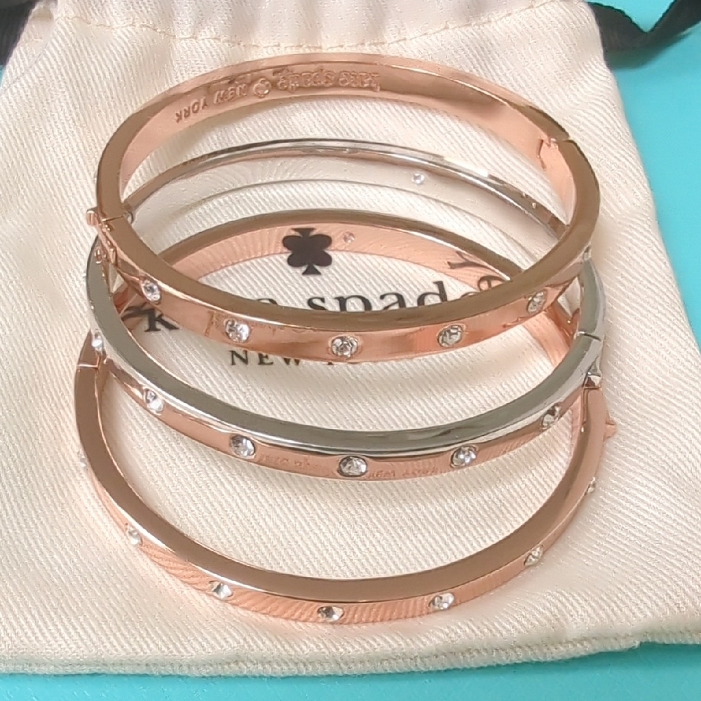 Kate Spade Rose Gold and Silver Bangle Set